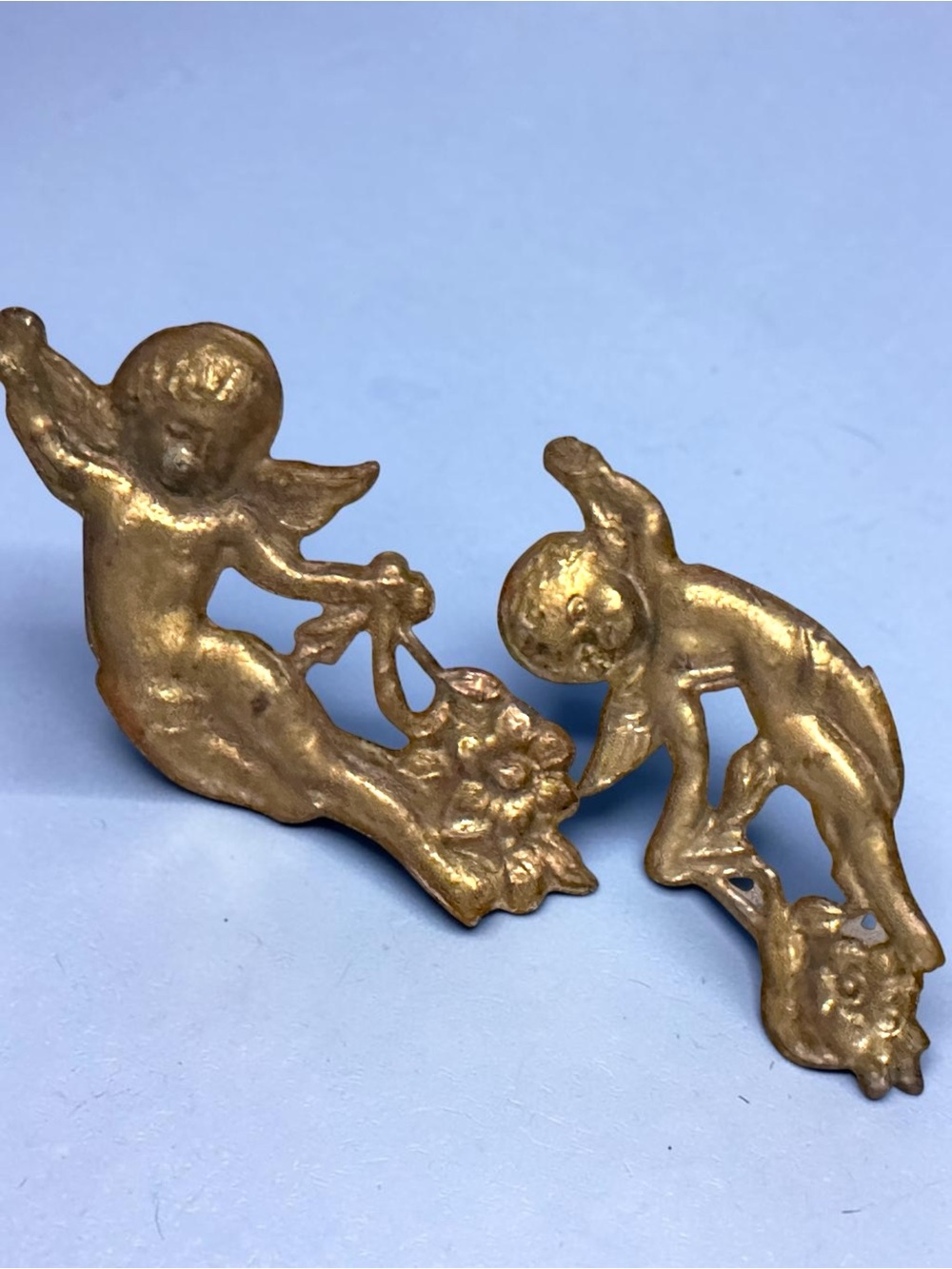 Gold Cherub VTG Decorative Crafting Pair